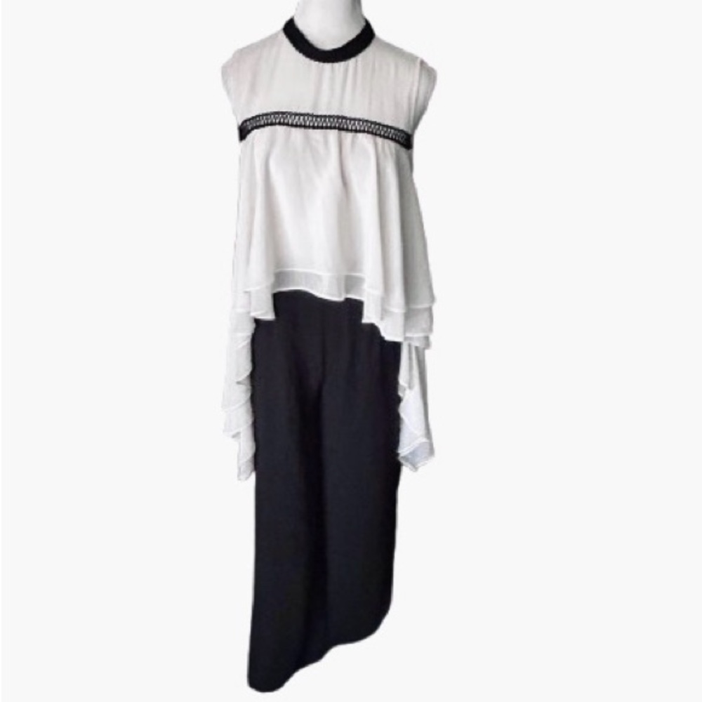 Ina Jumpsuit Black & White Evening Designer Sheer Party Medium